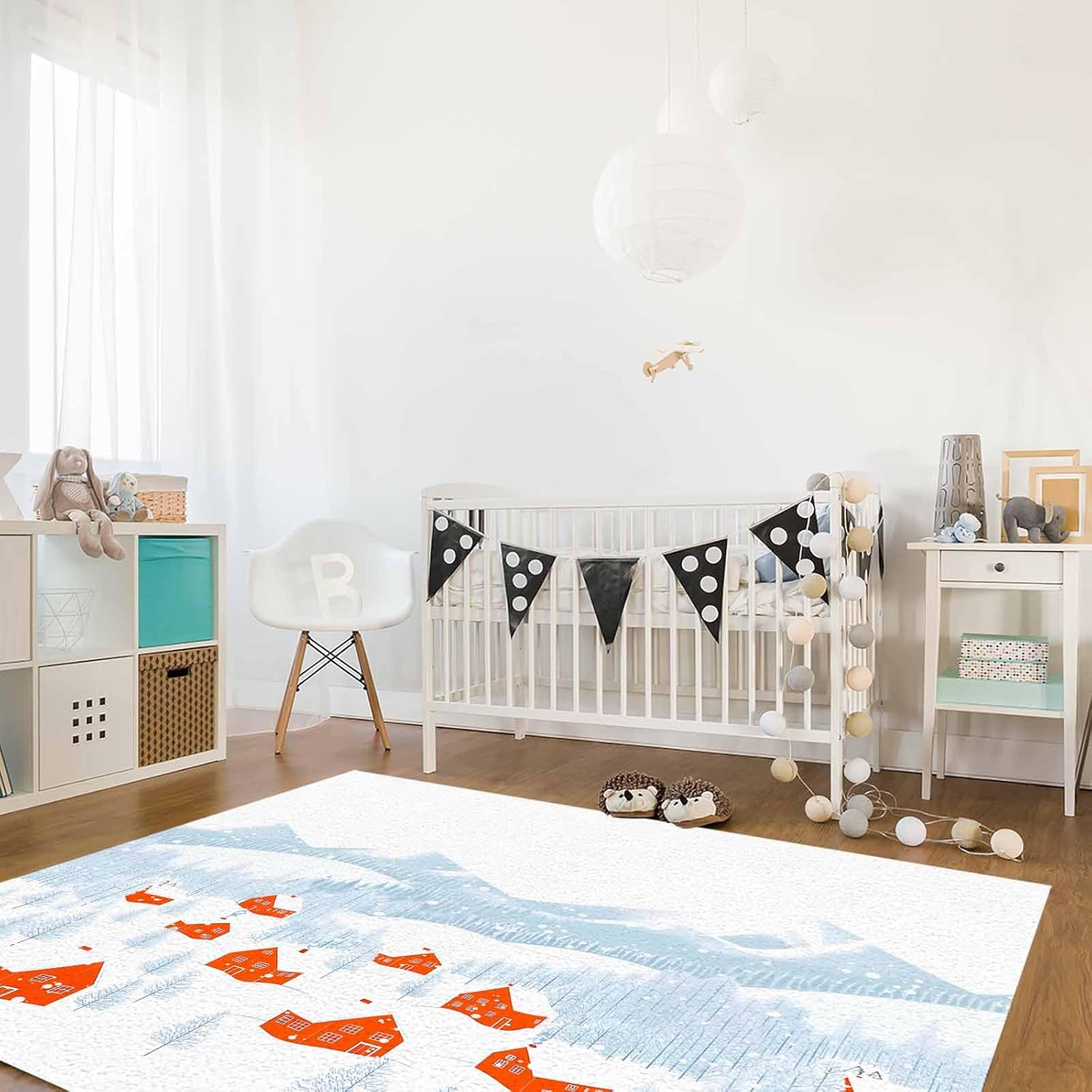 green christmas winter xmas snowflake non slip carpet scenery area rug set for bedroom living room home decor in stock