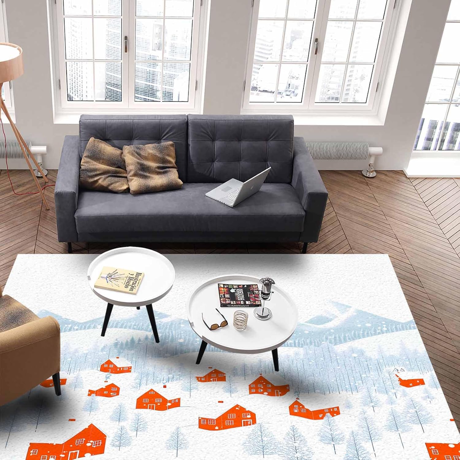 green christmas winter xmas snowflake non slip carpet scenery area rug set for bedroom living room home decor in stock